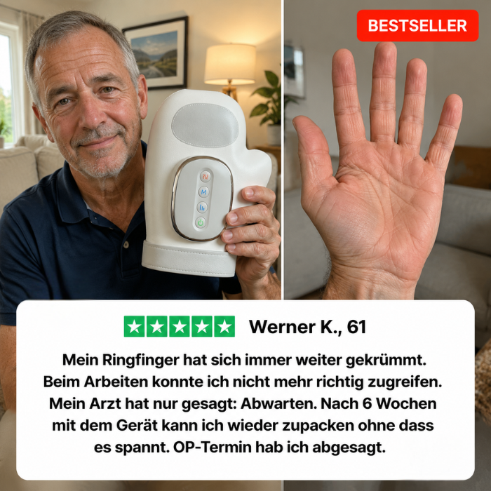 Handmassagegerät bei Arthritis, Dupuytren, Schnappfinger